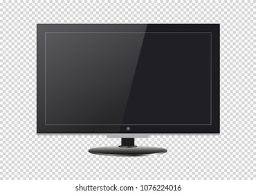 Empty LCD screen, plasma displays or TV for your monitor design.computer or black photo frame, isolated on a transparent background.Vector illustration.