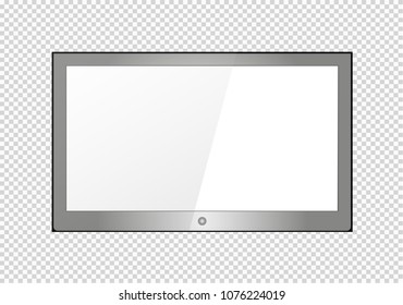 Empty LCD screen, plasma displays or TV for your monitor design.computer or black photo frame, isolated on a transparent background.Vector illustration.