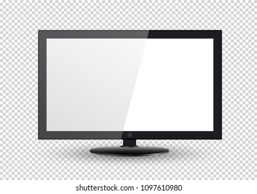 Empty LCD screen, plasma displays or TV for your monitor design.computer or black photo frame, isolated on a transparent background.Vector illustration.
