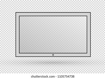 Empty LCD screen, plasma displays or TV for your monitor design.computer or black photo frame, isolated on a transparent background.Vector illustration.