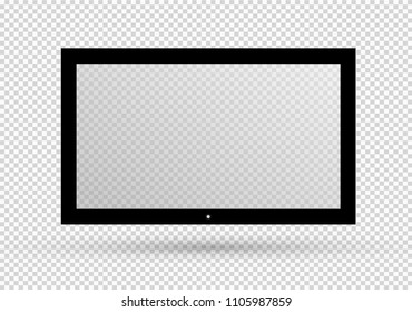 Empty LCD screen, plasma displays or TV for your monitor design.computer or black photo frame, isolated on a transparent background.Vector illustration.