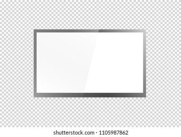Empty LCD screen, plasma displays or TV for your monitor design.computer or black photo frame, isolated on a transparent background.Vector illustration.