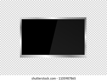 Empty LCD screen, plasma displays or TV for your monitor design.computer or black photo frame, isolated on a transparent background.Vector illustration.