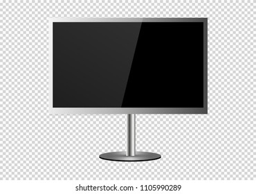Empty LCD screen, plasma displays or TV for your monitor design.computer or black photo frame, isolated on a transparent background.Vector illustration.