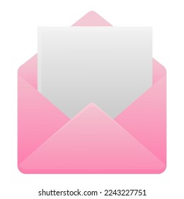 An empty letter in a pink envelope on a white background. Vector