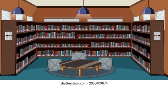 Leeres Bibliotheksdesign mit Bücherregalen