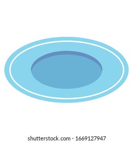 Empty light blue plate isolated on white background. View from above. Vector illustration. EPS 10