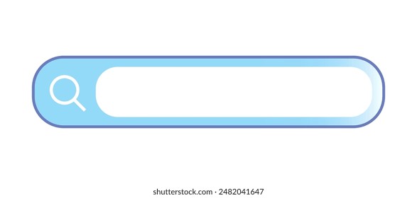 Empty light blue search bar with magnifying glass icon, isolated on a white background, vector illustration 