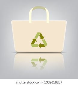 empty light green cotton bag product package with recycle logo and template blank for design product package. Vector