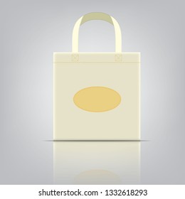 empty light green cotton bag product package with window shape cut out and template blank for design product package. Vector