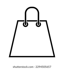 Empty line shopping bag icon isolated on white background. Vector illustration icon. Shop packaging template mockup. Copy space. Retail industry. Supermarket