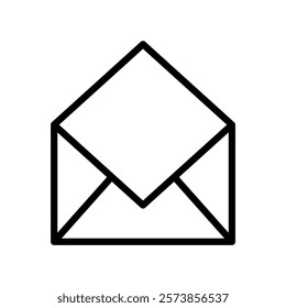Empty linear email icon. Editable stroke. Open envelope icon, pictogram