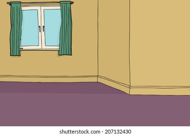 Empty living room with window in corner