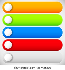 Empty long buttons with circles. 5 colors.