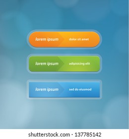 Empty long buttons. Vector modern design buttons with space for your content. Basic shapes. Sizable and editable vector. Fresh template in trendy colors.