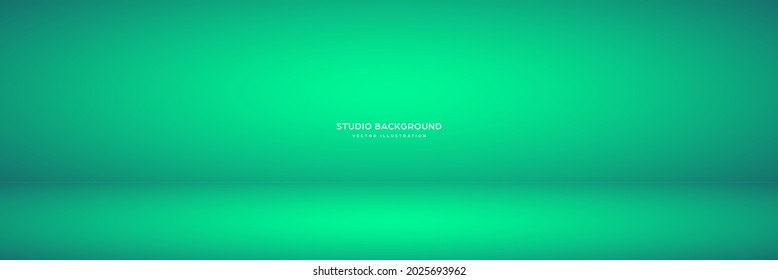 Empty long emerald studio abstract background with spotlight effect. Product showcase backdrop.