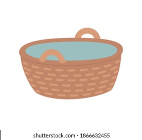 Empty low basket, the concept of hugge, comfort and comfort. Vector illustration in a trendy hand-drawn style.
