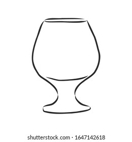 empty low glass for wine, vector sketch illustration 