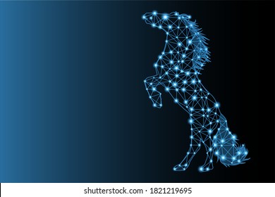 Caballo vacío de bajo estilo de poli con líneas y puntos luminosos.