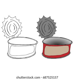 Empty low tin can. Tin can icon. Open tin can. Vector illustration.
