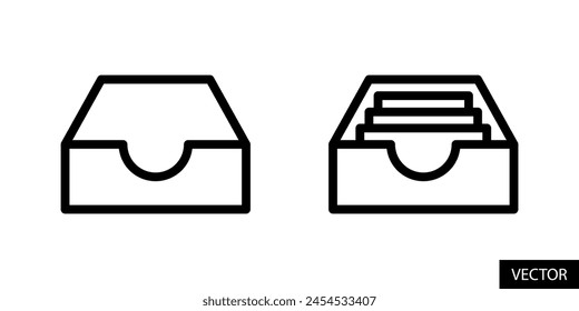 Buzón vacío y bandeja de entrada completa, bandeja de entrada de mensajes, cuadro de mensaje, Archivar de almacenamiento iconos en línea de diseño de estilo para el Sitio web, App, UI, aislado en el fondo blanco. Trazo editable. ILUSTRACIÓN VECTORIAL EPS 10.