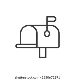 Caixa de correio vazia, ícone no design da linha. Vazio, caixa de correio, caixa de entrada, correio, não, mensagem, vaga no vetor de fundo branco. Ícone de traçado editável de Caixa de Correio Vazia