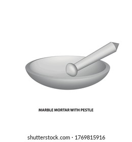 empty marble mortar with pestle isolated with white background 3D vintage vector cip art is the graphic arts,refers to pre-made images used to illustrate any medium. 