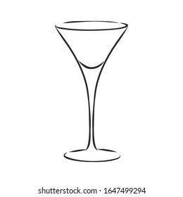 Leeres Weinglas aus Martini, Vektorillustration, Skizze 