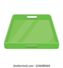 Empty meal tray isolated on white background. Cartoon tray food dish cafeteria service plastic kitchen plate canteen breakfast or restaurant platter. Vector illustration