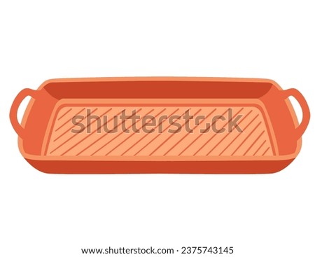 Empty meal tray made from red color plastic with handles vector illustration isolated on white background