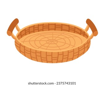 Empty meal tray made from wood with handles vector illustration isolated on white background