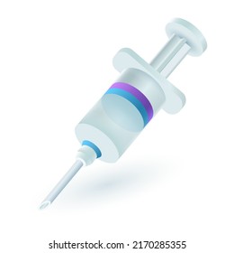 Empty medical syringe 3D icon. Injection or vaccine syringe 3D vector illustration on white background. Medicine, health, healthcare, vaccination, coronavirus concept