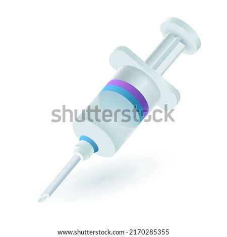 Empty medical syringe 3D icon. Injection or vaccine syringe 3D vector illustration on white background. Medicine, health, healthcare, vaccination, coronavirus concept