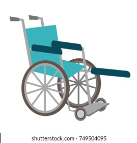 Empty medical wheelchair. Medical equipment. Vector cartoon illustration isolated on white background.