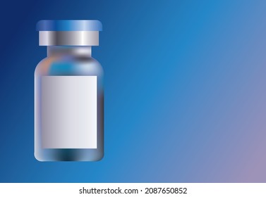 Empty medicine flask mock-up. Coronavirus vaccine vector template. Covid-19 corona virus vaccination with vaccine bottle.