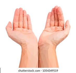 empty mens polygonal hands cupped