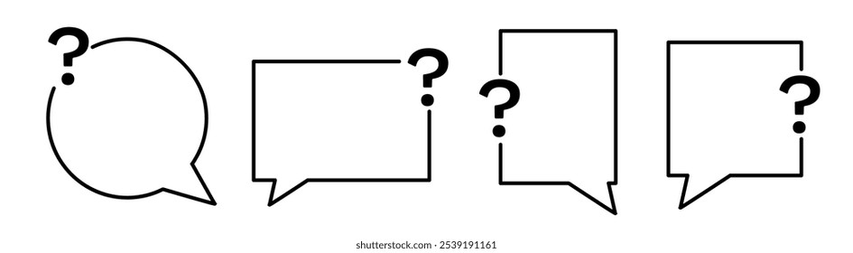 Mensaje vacío con signo de interrogación. Bordes de pregunta minimalistas sin texto. Burbuja de discurso para texto.