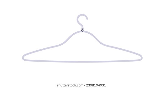 Empty metal aluminium hanger icon. Steel accessory for hanging clothes, garment, dressing. Apparel storage item from aluminum. Flat vector illustration isolated on white background