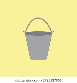 Ilustración vectorial de cubo de metal vacía