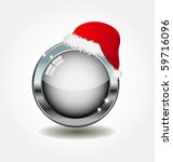 empty metal button with santa`s hat