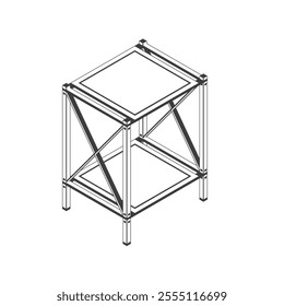 Empty metal Isometric 3D Shelving. Warehouse storage concept. 
