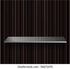 Empty  metal shelf with black background