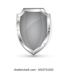 Empty metal shield, protection shield, vector illustration.