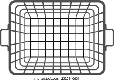 empty metal supermarket basket isolated on white background top view