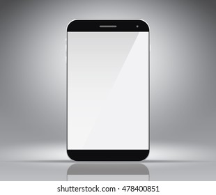 Empty mobile phone screen on grey vector illustration template for advertising