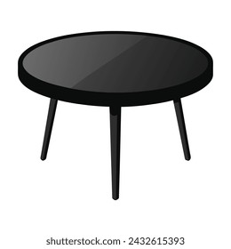 Empty Modern Black Round Table Illustration on White Background