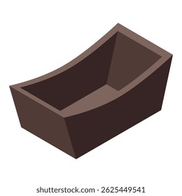 Empty modern brown bathtub is standing in a bathroom