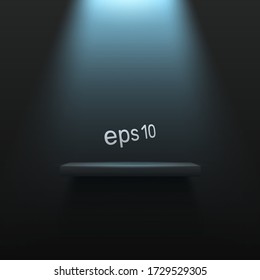 Empty modern dark light background with a lit podium. Space for advertising your product. Vector illustration.