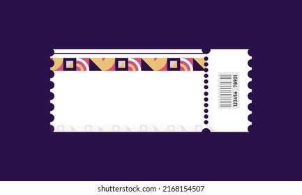 Empty modern geometric ticket template design background