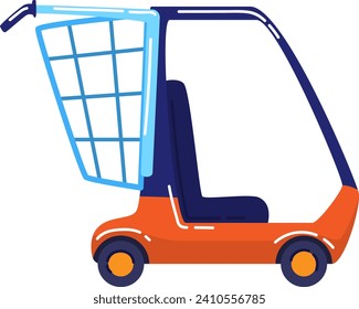 Empty modern golf cart side view with roof and seat. Electric golf buggy on white background vector illustration.